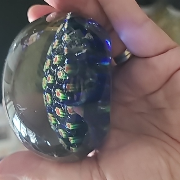 Multi millefiori glass paperweight - Picture 3 of 7